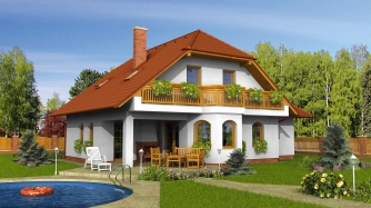 Klassisches Hausprojekt mit Dachgeschoss und Terrasse.